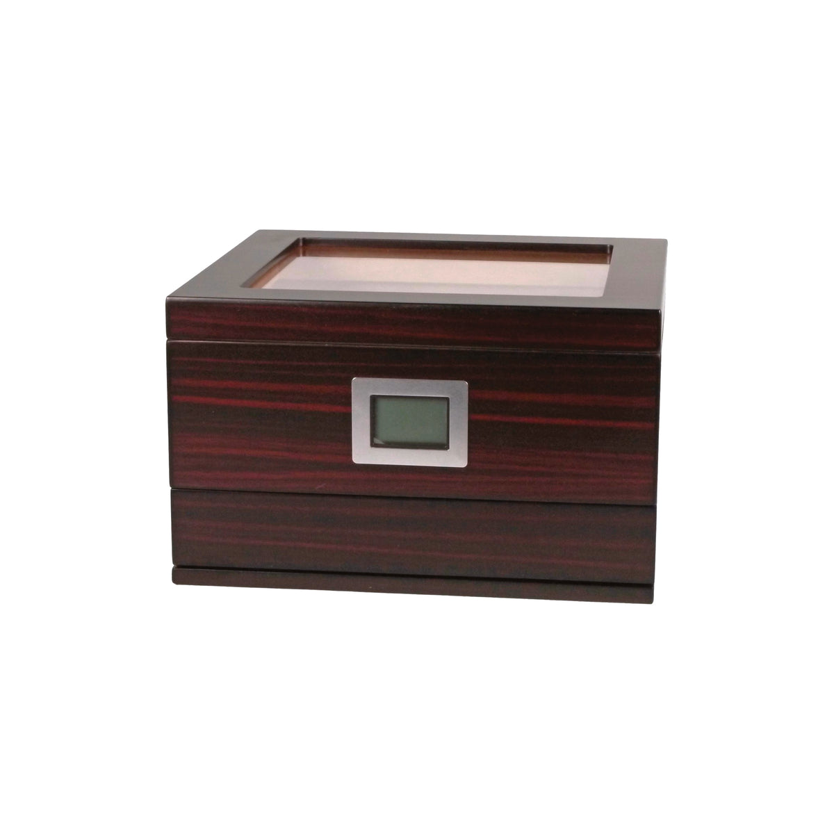 Humidor ebony matt glass top with drawer