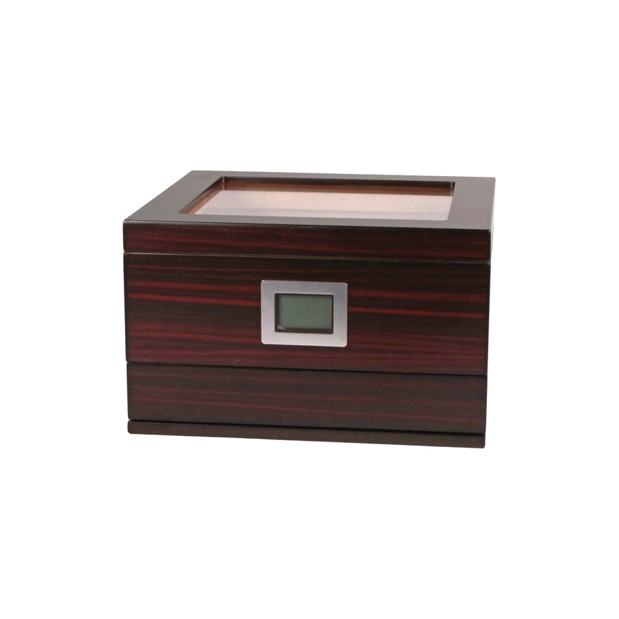 Humidor ebony matt glass top with drawer