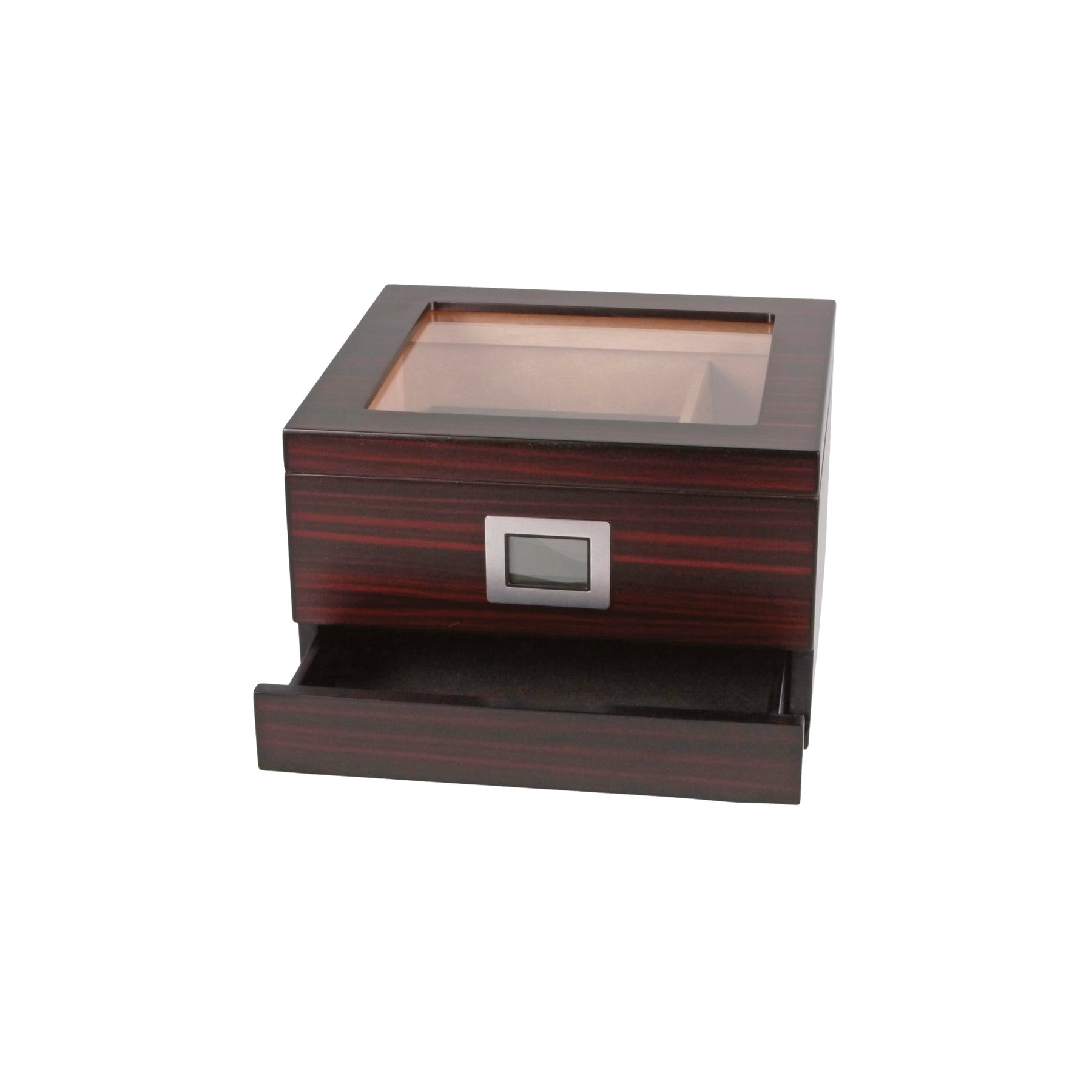 Humidor ebony matt glass top with drawer